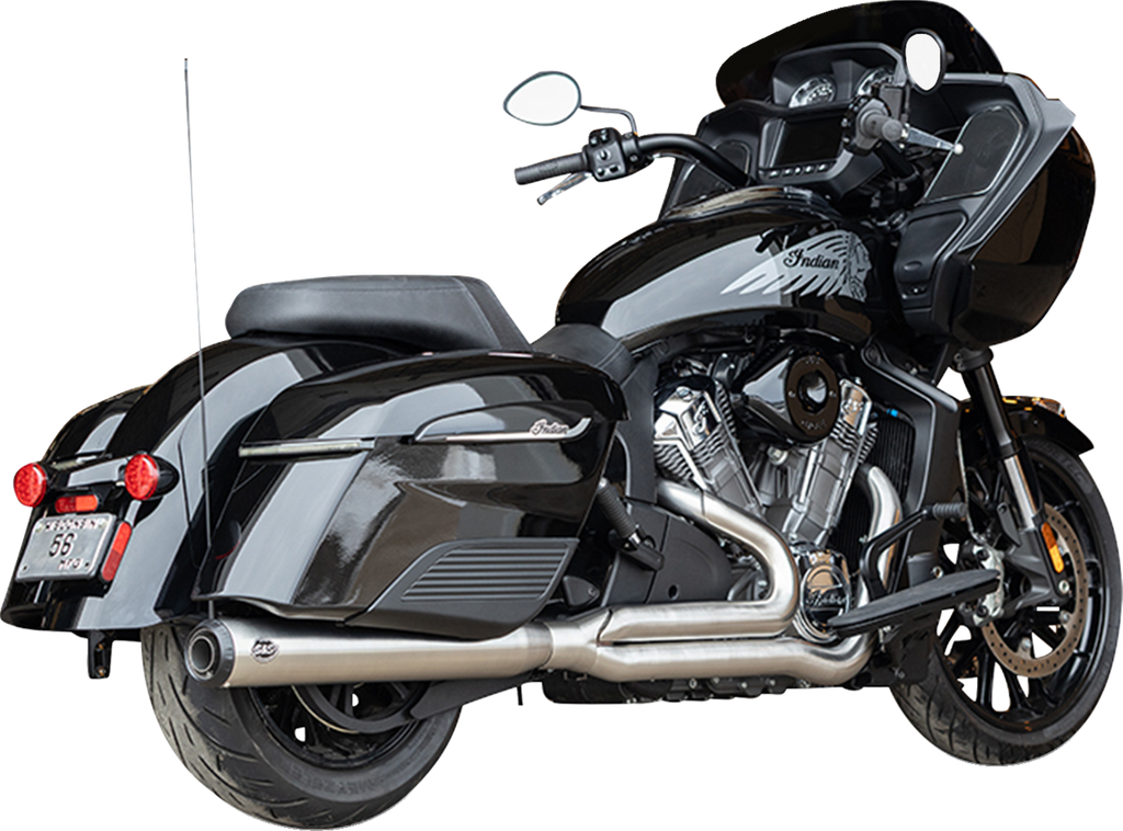 S&S CYCLE 2-into-1 Qualifier Exhaust System - Brushed Stainless Steel - Race Only - Indian with PowerPlus 550-1130