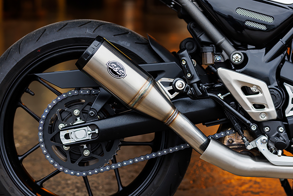 S&S CYCLE Grand National Slip-On Muffler - Stainless Steel for Speed 400 & Scrambler 400 (Part #550-1143)