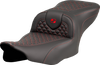 SADDLEMEN Roadsofa* Seat - Dragon Scale Stitch - Red Stitch - w/o Backrest - FLTR/FLHX '23-'24 823-07-20804