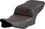 SADDLEMEN Roadsofa* Seat - Dragon Scale Stitch - Red Stitch - w/o Backrest - FLTR/FLHX '23-'24 823-07-20804
