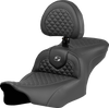 SADDLEMEN Roadsofa™ Seat with Backrest for FLTR/FLHX 2023-2024 - Gray Dragon Scale Stitch, Part #823-07-208B2
