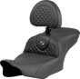 SADDLEMEN Roadsofa™ Seat with Backrest for FLTR/FLHX 2023-2024 - Gray Dragon Scale Stitch, Part #823-07-208B2