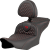 SADDLEMEN Roadsofa* Seat - Dragon Scale Stitch - Red Stitch - w/ Backrest - FLTR/FLHX '23-'24 823-07-208B4