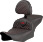 SADDLEMEN Roadsofa* Seat - Dragon Scale Stitch - Red Stitch - w/ Backrest - FLTR/FLHX '23-'24 823-07-208B4