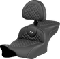 SADDLEMEN Roadsofa™ Seat with Backrest for FLTR/FLHX 2023-2024 - Silver Dragon Scale Stitch, Part 823-07-208B5