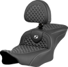 SADDLEMEN Roadsofa* Seat - Dragon Scale Stitch - White Stitch - w/ Backrest - FLTR/FLHX '23-'24 823-07-208B6