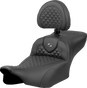 SADDLEMEN Roadsofa* Extended Reach Seat - Dragon Scale Stitch - Dark Gray Stitch - w/ Backrest - FL '23-'24 823-07-209B2