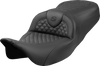 SADDLEMEN Roadsofa™ Seat with Dragon Scale Stitch for FLH/FLT '08-'24 – Black Stitch, Part 808-07B-20800