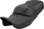 SADDLEMEN Roadsofa* Seat - Dragon Scale Stitch - Black Stitch - w/o Backrest - FLH/FLT '08-'24 808-07B-20800