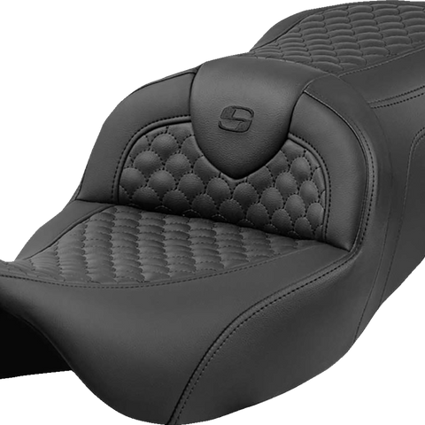SADDLEMEN Roadsofa* Seat - Dragon Scale Stitch - Black Stitch - w/o Backrest - FLH/FLT '08-'24 808-07B-20800