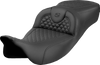 SADDLEMEN Roadsofa* Extended Reach Seat - Dragon Scale Stitch - Black Stitch - w/o Backrest - FLH/FLT '08-'24 808-07B-20900