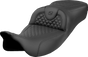 SADDLEMEN Roadsofa* Extended Reach Seat - Dragon Scale Stitch - Black Stitch - w/o Backrest - FLH/FLT '08-'24 808-07B-20900