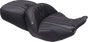 MUSTANG Deluxe One-Piece 2-Up Seat for FLT/FLH 2023-2025 - Diamond Pattern with Dark Cherry Stitch, Part #89411DC