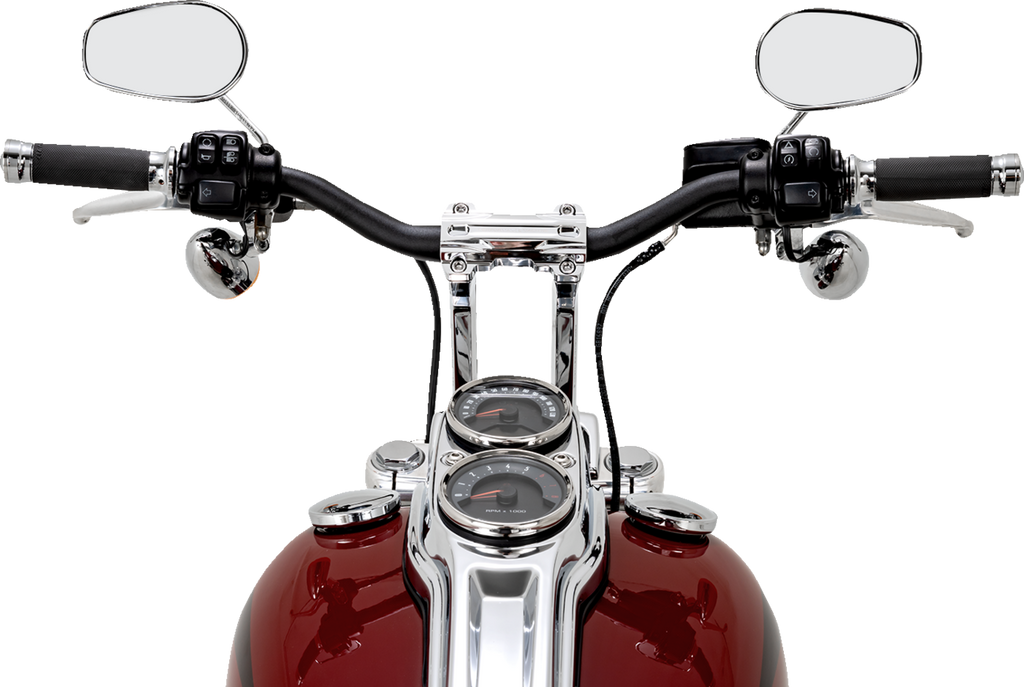 PERFORMANCE MACHINE (PM) Phatbar & Riser Kit - Internal Wiring/Gauge Mount Holes - 9" - Chrome 0208-2195M-CH