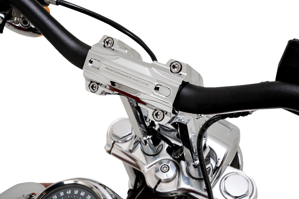 PERFORMANCE MACHINE (PM) Phatbar & Riser Kit - Internal Wiring/Gauge Mount Holes - 9" - Chrome 0208-2195M-CH