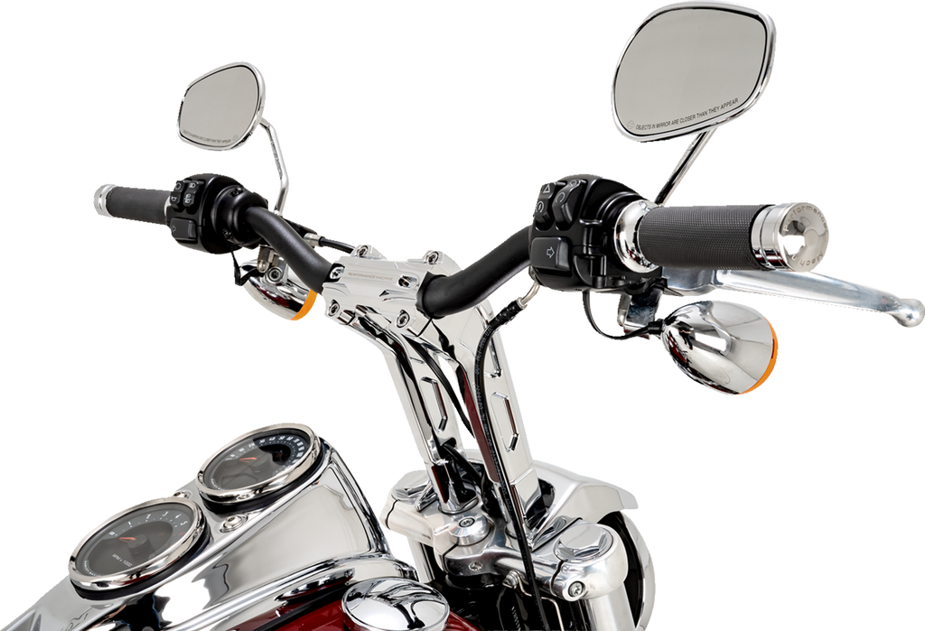 PERFORMANCE MACHINE (PM) Phatbar & Riser Kit - Internal Wiring/Gauge Mount Holes - 9" - Chrome 0208-2195M-CH