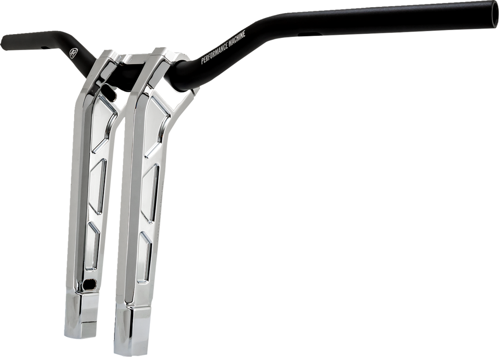 PERFORMANCE MACHINE (PM) Phatbar & Riser Kit - Internal Wiring/Gauge Mount Holes - 11-1/2" - Chrome 0208-2197M-CH