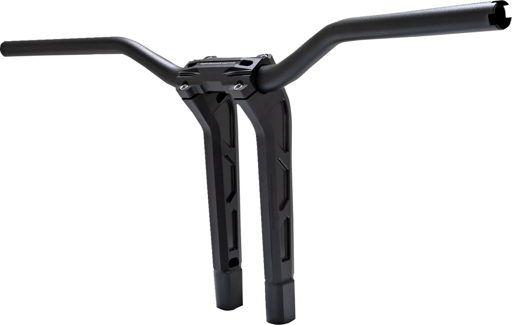 PERFORMANCE MACHINE (PM) Phatbar & Riser Kit - Internal Wiring/Gauge Mount Holes - 11-1/2" - Black Ops 0208-2197M-SMB