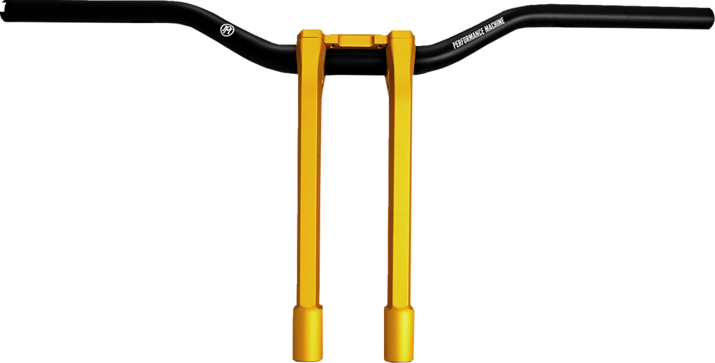 PERFORMANCE MACHINE (PM) Phatbar & Riser Kit - Internal Wiring/Gauge Mount Holes - 11-1/2" - Gold Ops 0208-2197M-SMG