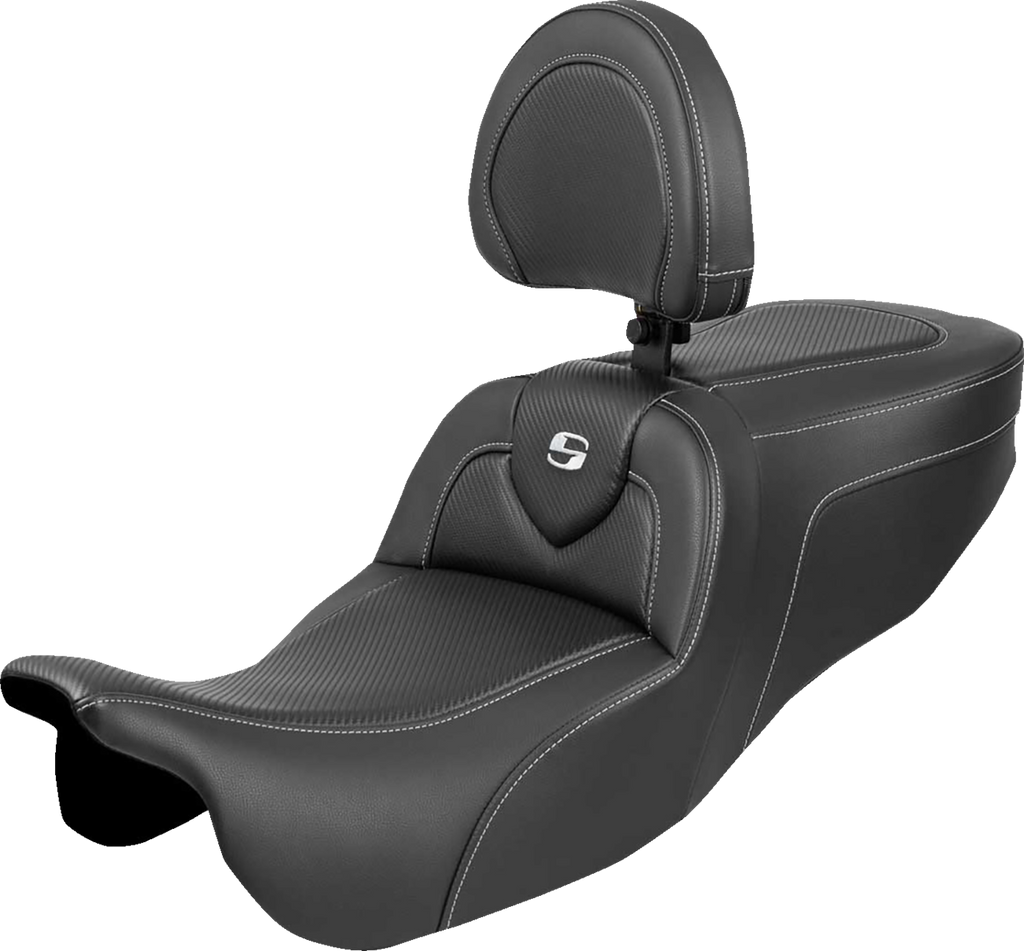 SADDLEMEN Roadsofa™ Seat with Backrest for FLRT/FLTRT '15-'25 – Carbon Fiber, Part 815-07-185BR