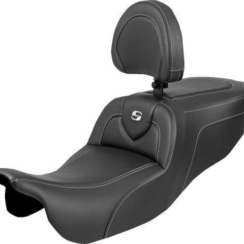 SADDLEMEN Roadsofa™ Seat with Backrest for FLRT/FLTRT '15-'25 – Carbon Fiber, Part 815-07-185BR