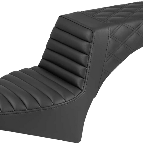SADDLEMEN Step-Up Seat - Front Tuck-n-Roll/Rear Lattice Stitch - Black - Indian Scout '25 I25-33-176