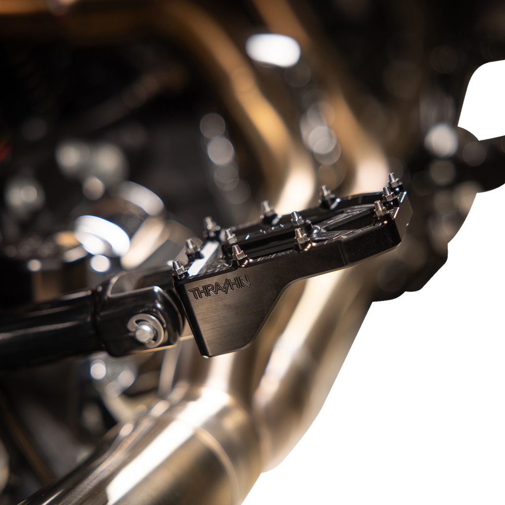 THRASHIN SUPPLY CO. Aggressor Rear Foot Pegs for Harley-Davidson 1972-2025, Black TSC-2022-1-D
