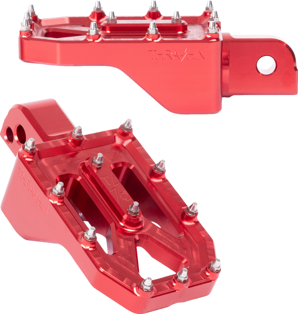 THRASHIN SUPPLY CO. Aggressor Rear Foot Pegs for FL/FX '18-'25 – Red, Part TSC-2022-2-SR