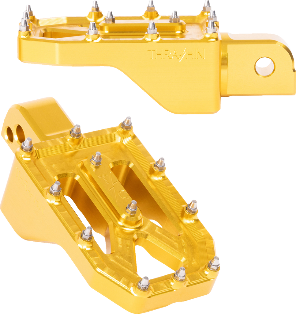 THRASHIN SUPPLY CO. Aggressor Foot Pegs - Rear Gold for FL/FX '18-'25 (Part TSC-2022-5-SR)