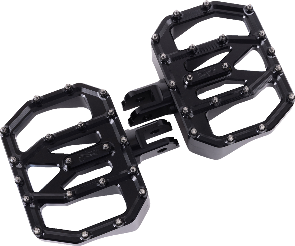 THRASHIN SUPPLY CO. Mini Aggressor Floorboards - Black - Front TSC-2031-1-SF