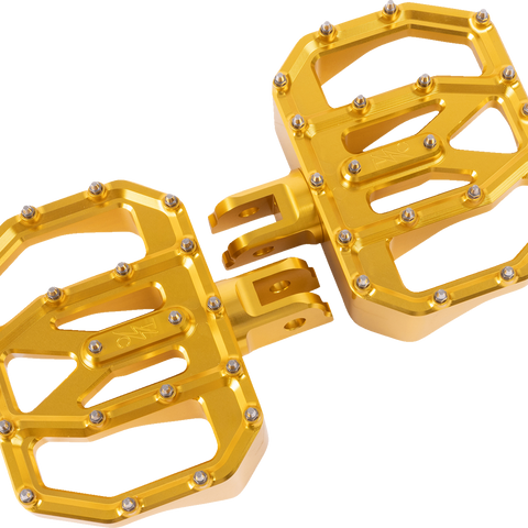 THRASHIN SUPPLY CO. Mini Aggressor Floorboards - Gold - Front TSC-2031-3-SF