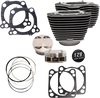S&S CYCLE 129" Cylinder Kit - 4.375" Stroke - Wrinkle Black w/Highlighted Fins - M8 910-0843A