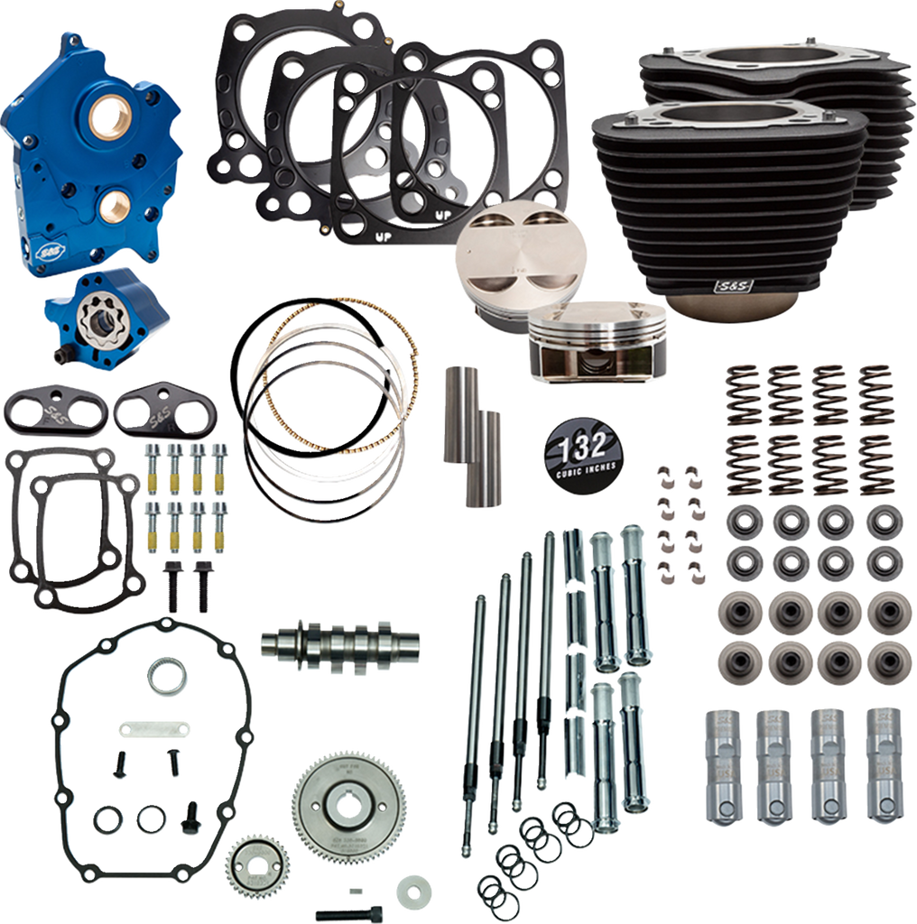 S&S Cycle 132 Inch Power Pack for M8 Engines with 550 Gear Drive - Oil Cooled Black Finish