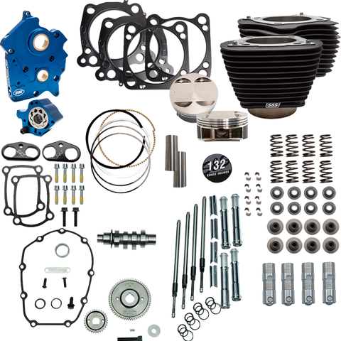 S&S Cycle 132 Inch Power Pack for M8 Engines with 550 Gear Drive - Oil Cooled Black Finish