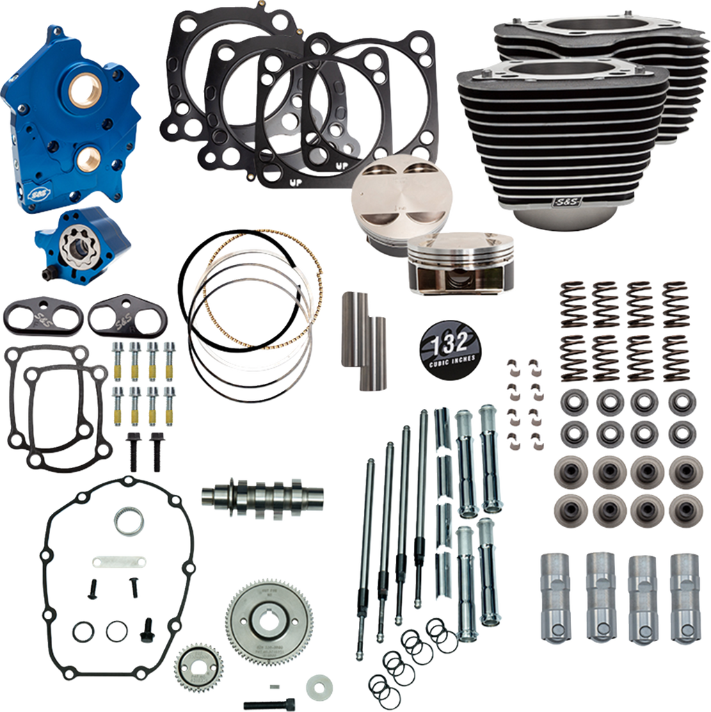 S&S Cycle 132" Power Pack with 550 Gear Drive for M8 Engines - Oil Cooled, Wrinkle Black Finish
