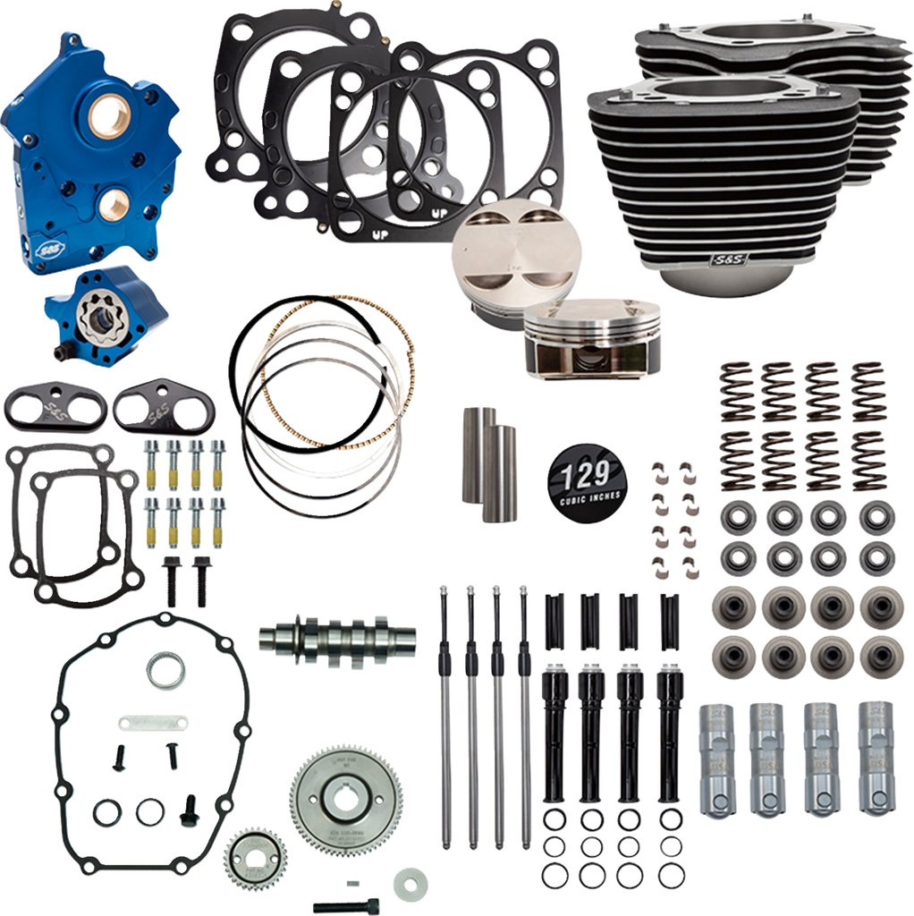 S&S Cycle 129" Power Pack for M8 Engines with 550 Gear Drive - Oil Cooled - Wrinkle Black Finish (Part No. 310-1227C)