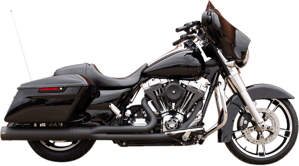 S&S Cycle 2-Into-1 Exhaust System for Harley-Davidson FL Models 1995-2016 - Black, Part 550-0777