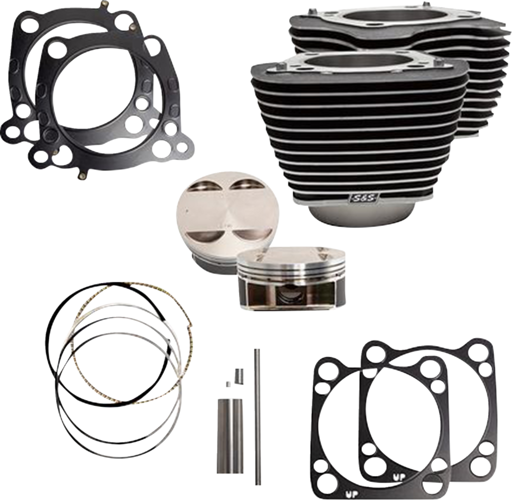 S&S CYCLE Cylinder Kit - 4.500" Stroke - Wrinkle Black w/Highlights - M8 910-0684A