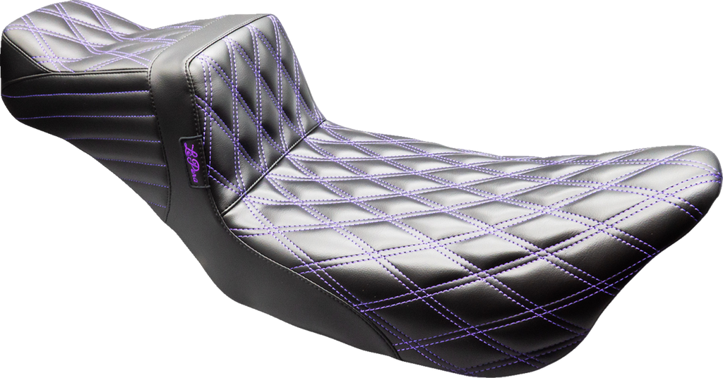 LE PERA Tailwhip Daddy Long Legs Seat for FLT/FLH 2008-2023, Black with Purple Double Diamond Stitch - Part LK-587DLDD-P01