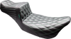 LE PERA Tailwhip Daddy Long Legs Seat for FLT/FLH 2008-2023, Black with Green Double Diamond Stitch - Part LK-587DLDD-GN08