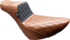 LE PERA Tailwhip Daddy Long Legs Seat - Brown Double Diamond with Black Stitch for FL/FX 2018-2025, Part Number LYR-580DLTDV01