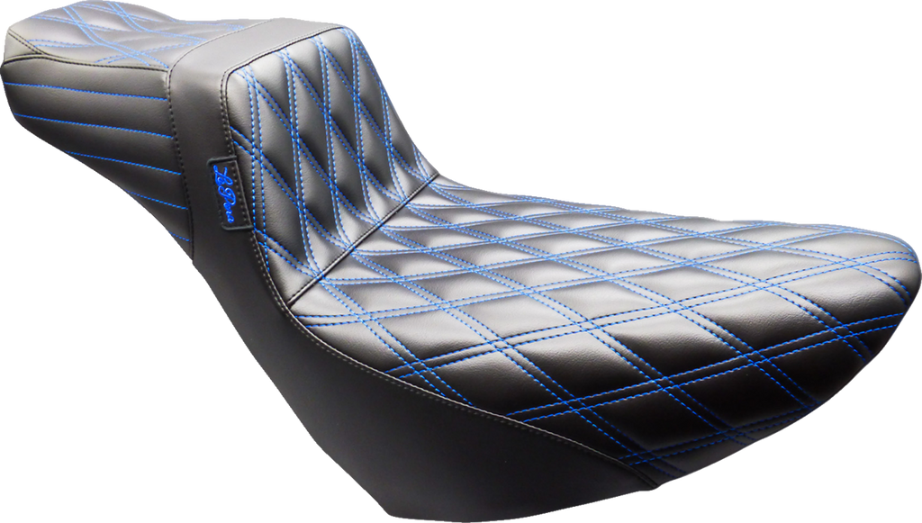 LE PERA Tailwhip Daddy Long Legs Seat Black Double Diamond Blue Stitch for FL/FX 2018-2025 LYR-580DLDD-BE01