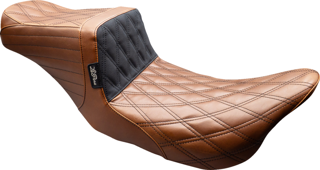 LE PERA Tailwhip Seat for Harley FLT/FLH 2008-2023 – Brown Double Diamond with Black Stitch, Part LK-587TDV01