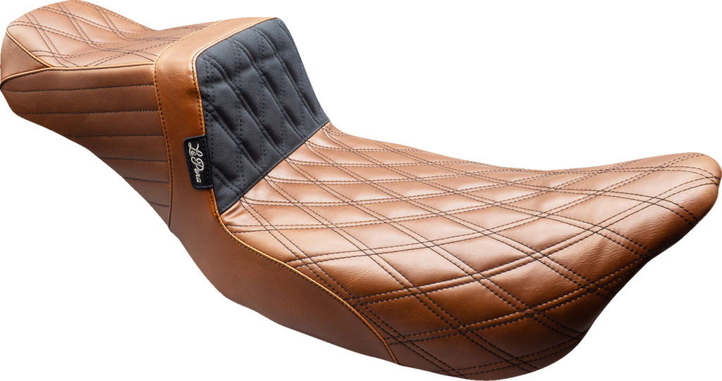 LE PERA Tailwhip Daddy Long Legs Seat for FLT/FLH 2008-2023 - Brown and Black Double Diamond Stitch, Part LK-587DLTDV01