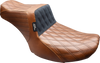 LE PERA Tailwhip Seat for FLT/FLH 2024-2025 - Brown Double Diamond with Black Stitch, Part Number LV-587TDV01