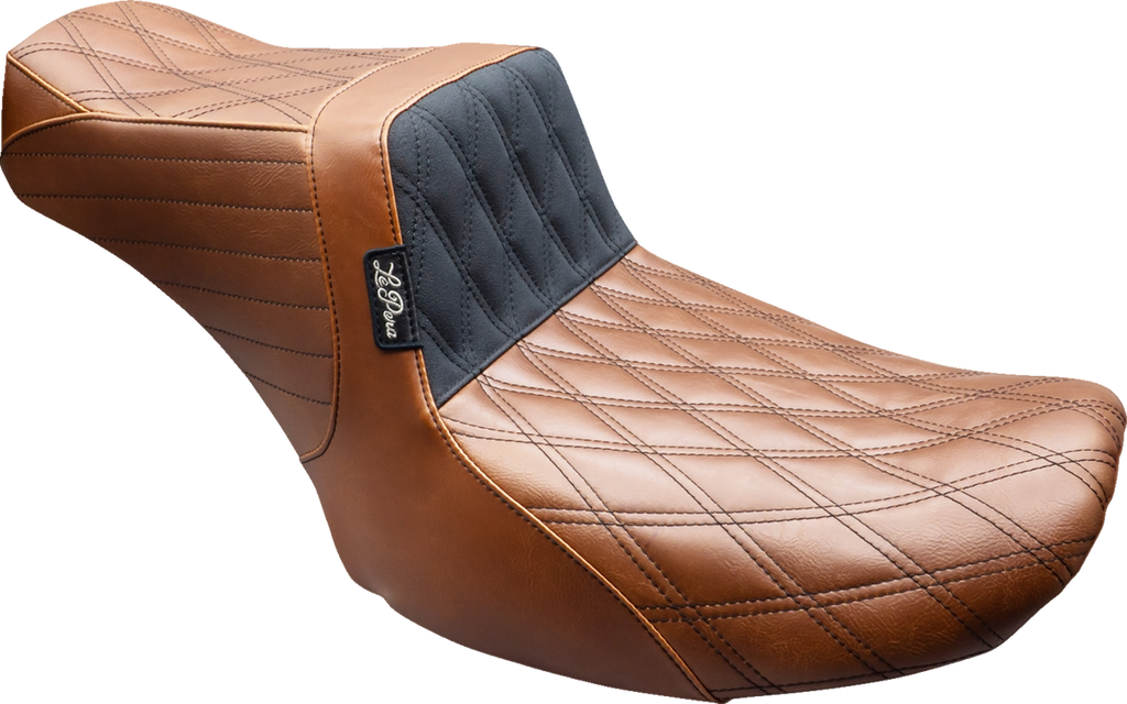 LE PERA Tailwhip Seat for FLT/FLH 2024-2025 - Brown Double Diamond with Black Stitch, Part Number LV-587TDV01