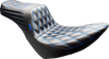 LE PERA Tailwhip Seat for FX/FL 2018-2025, Double Diamond Black with Blue Stitch – Part Number LYR-580DD-BE01