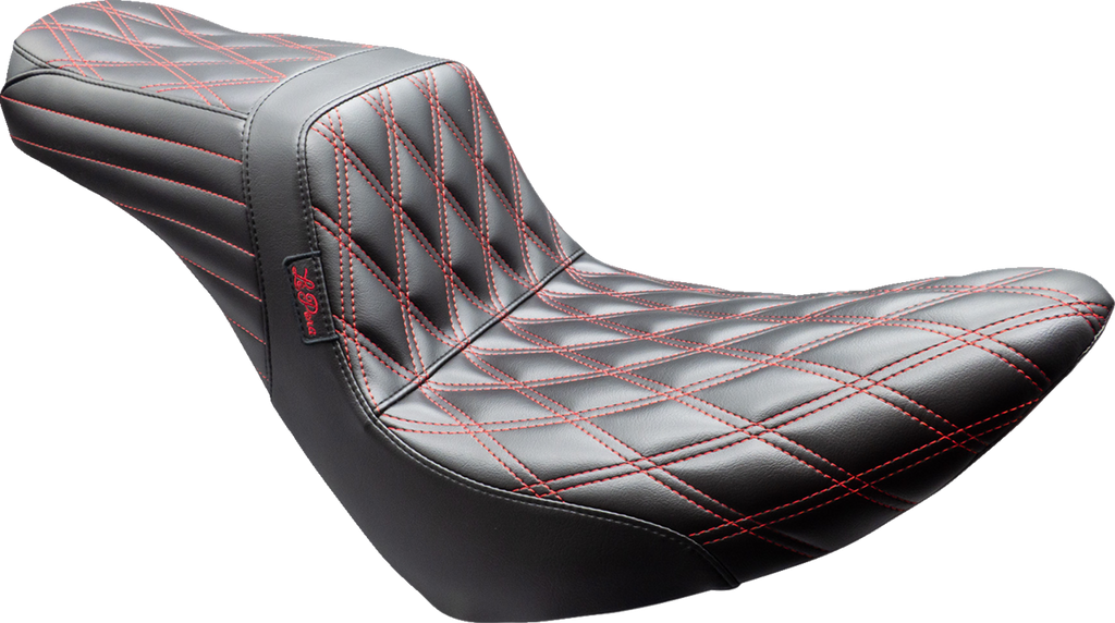 LE PERA Tailwhip Seat - Black with Red Stitch for FX/FL 2018-2025, Part Number LYR-580DD-R01