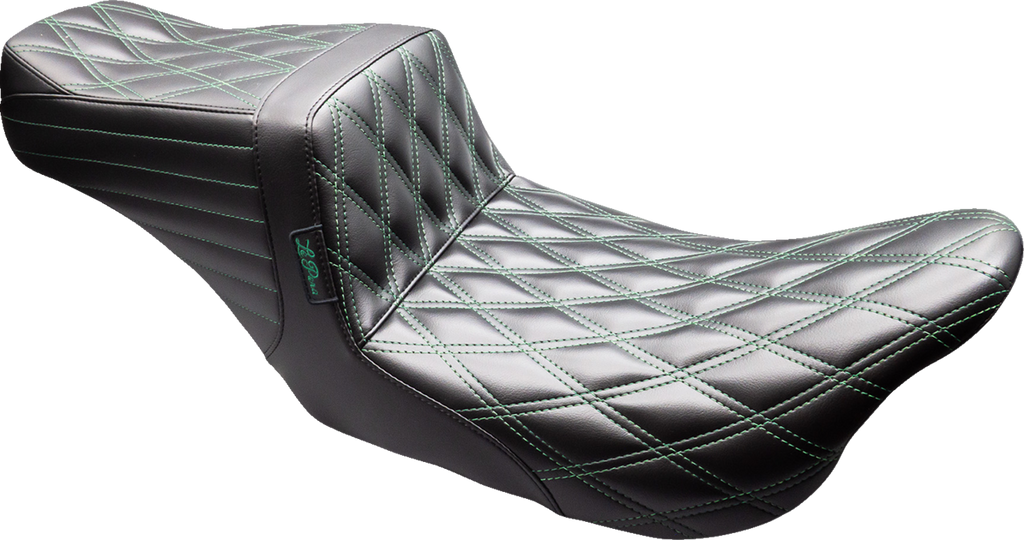 LE PERA Tailwhip Seat for FLT/FLH 2008-2023 with Green Stitch - Double Diamond Style