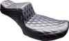 LE PERA Tailwhip Daddy Long Legs Seat for FLT/FLH 2024-2025, Black and Purple Double Diamond Stitch - Part LV-587DLDD-P01